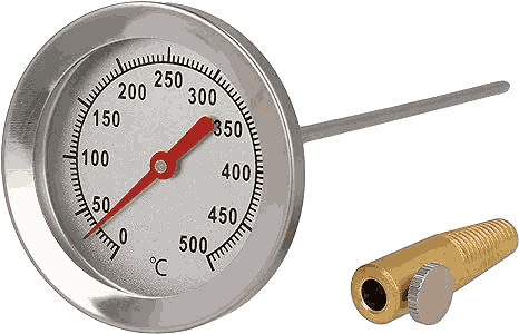 Termómetro para horno de leña con vaina de 200 mm 0ºC + 500ºC